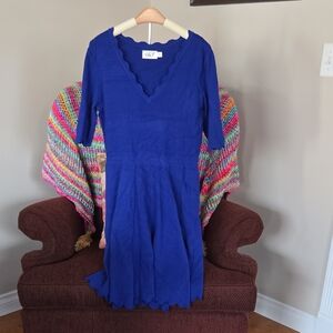 Eliza J Royal Blue Scalloped Midi Dress